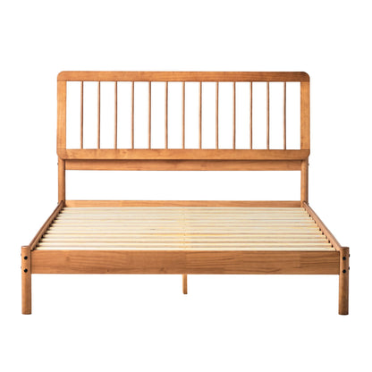 Mid-Century Modern Solid Wood Spindle Bed