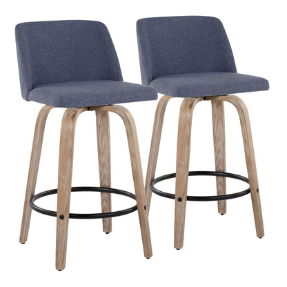 Toriano - Contemporary Fixed-Height Counter Stool & Swivel With Round Footrest (Set of 2)