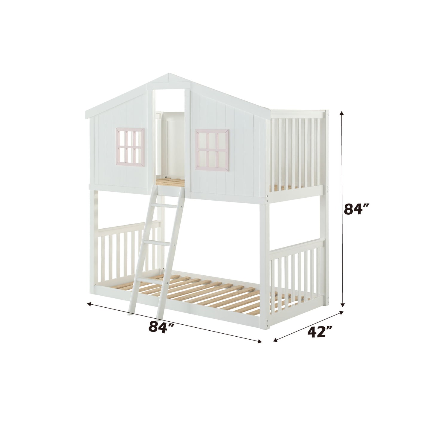 Rohan - Twin / Twin Bunk Bed - Pink / White