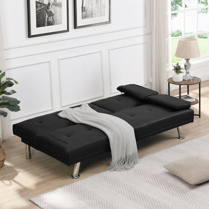 Futon Sofa Bed With Armrest Two Holders