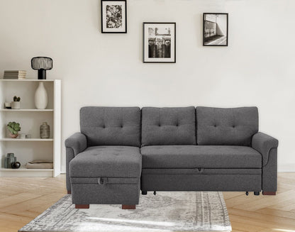 Sierra - Linen Reversible Sleeper Sectional Sofa With Storage Chaise