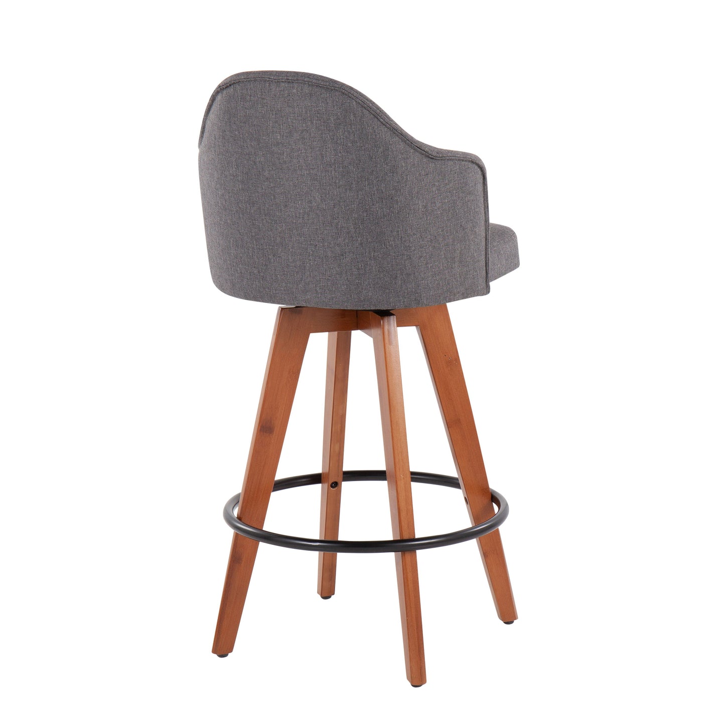 Ahoy - Contemporary Fixed Height Counter Stool With Bamboo Round Footrest (Set of 2)