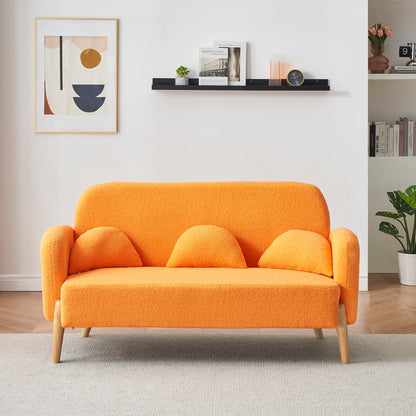 Teddy Velvet Two-Seater Sofa With Three Lumbar Pillows