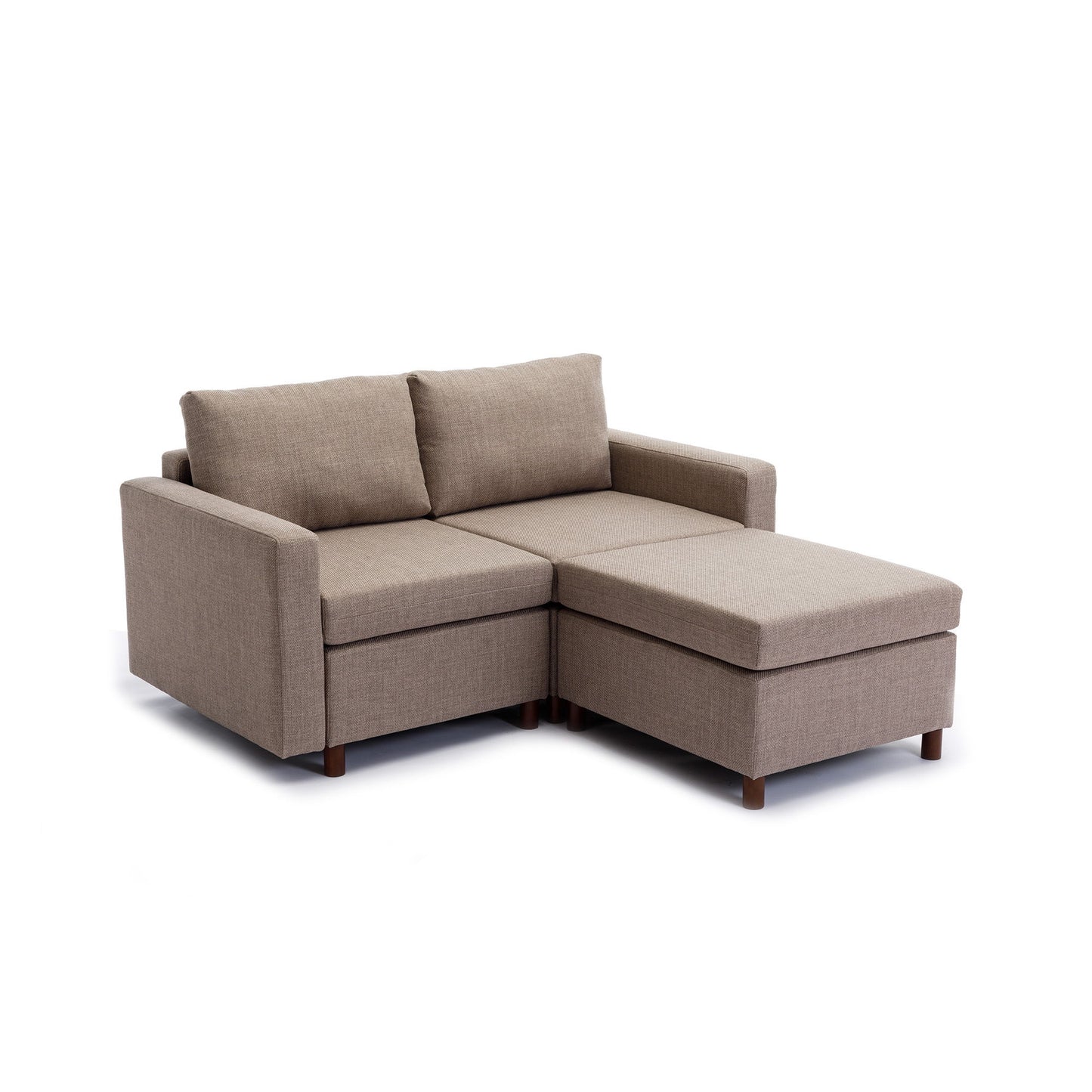 2 Seat Module Sectional Sofa Couch With 1 Ottoman For Living Room, Seat Cushion And Back Cushion Non-Removable And Non-Washable