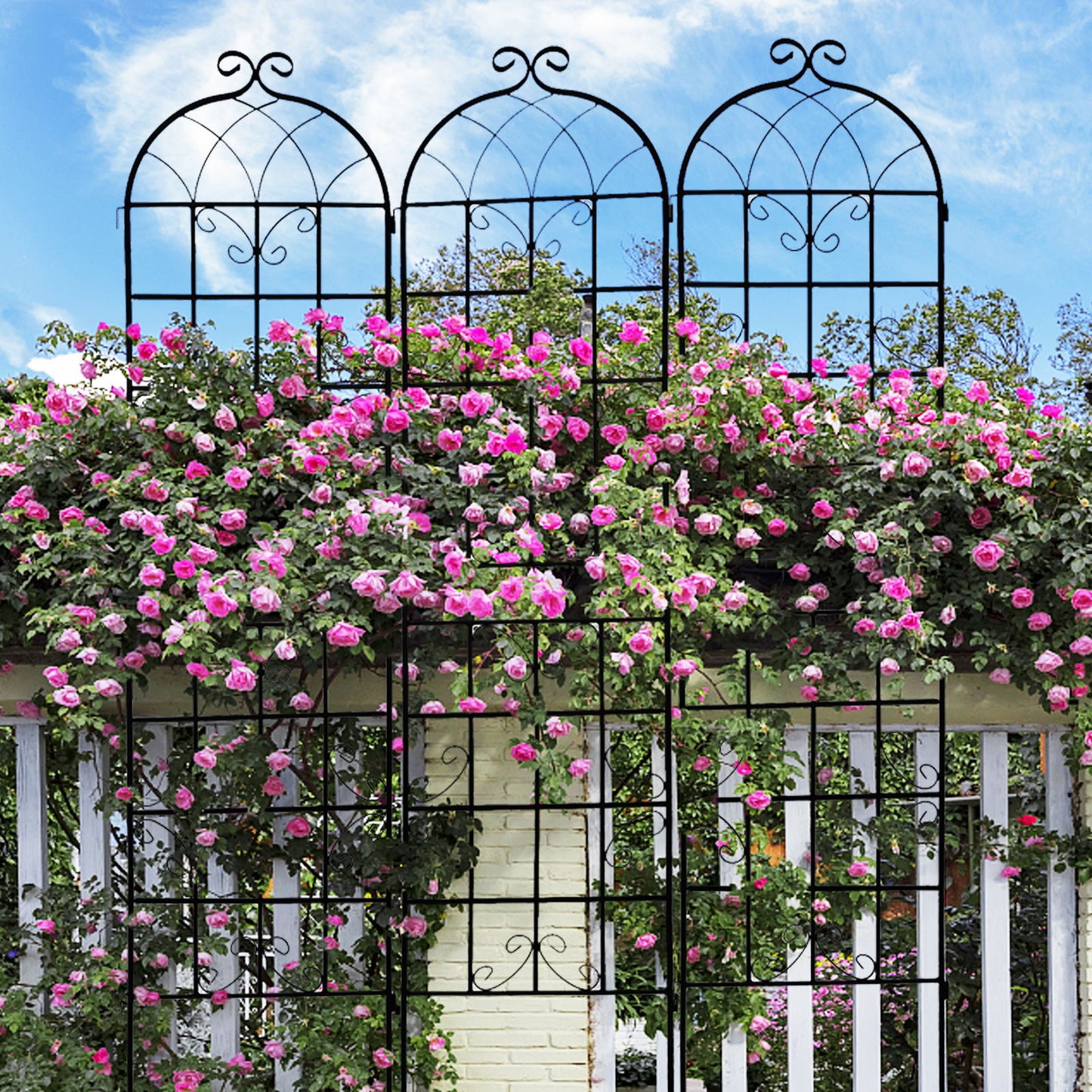 Metal Garden Rustproof Trellis For Climbing Plants Outdoor Flower Support