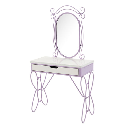 Priya II - Synthetic Leather Vanity Set - White / Purple