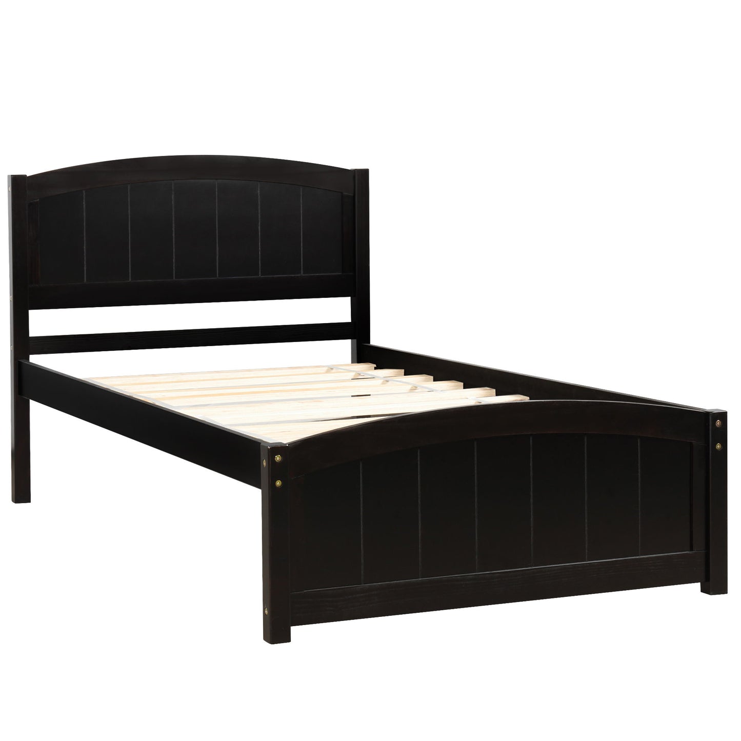 Platform Bed With Headboard, Footboard And Wood Slat Support - Wood