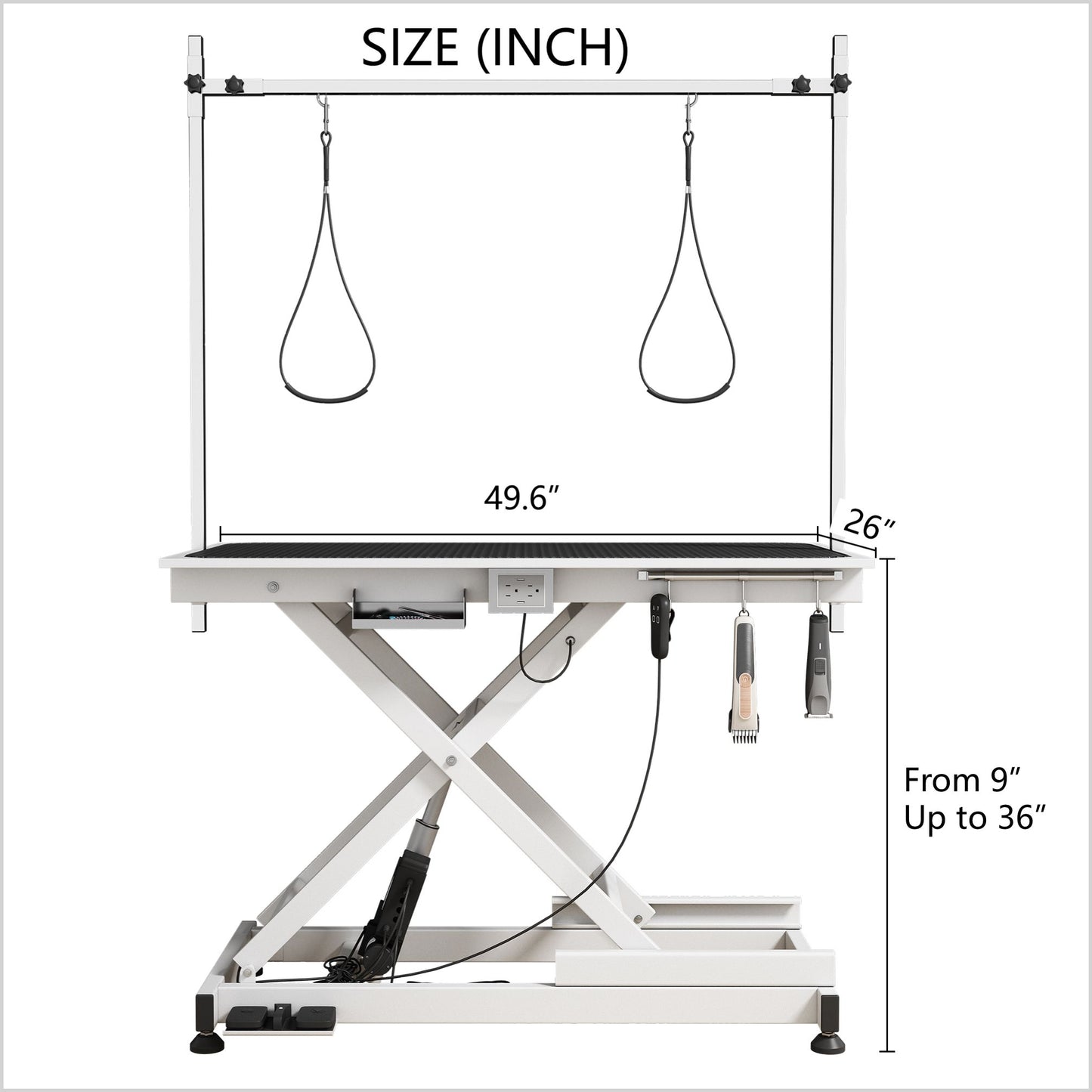 Super Deluxe Electric Pet Grooming Table, 110V / 220V Professional Groomer Recommend Adjustable Height