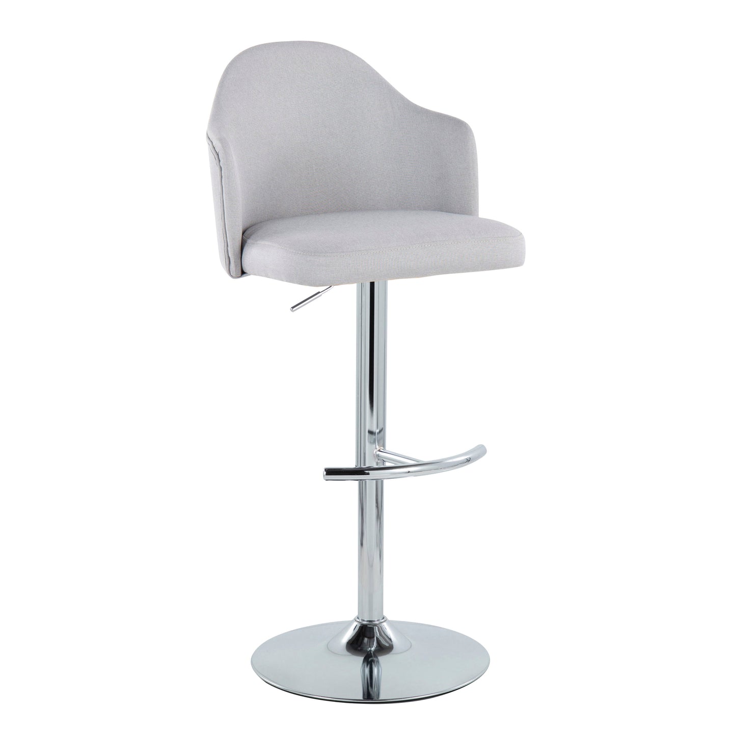 Ahoy - Contemporary Adjustable Barstool With Swivel With Rounded T Footrest (Set of 2)