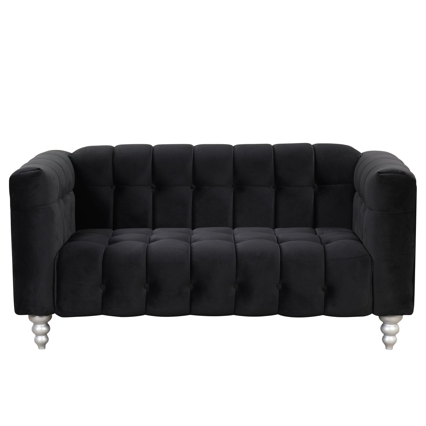 Modern Sofa Dutch Fluff Upholstered Sofa With Wood Legs, Buttoned Tufted Backrest