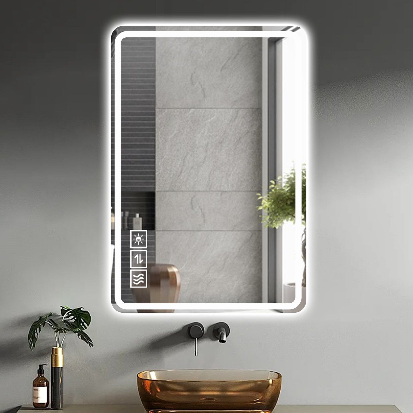 LED Bathroom Mirror Vanity Mirrors With Front Lights Wall Mounted Anti-Fog Frameless Make Up Mirror With Light Copper-Free Mirror Horizontal Or Vertical