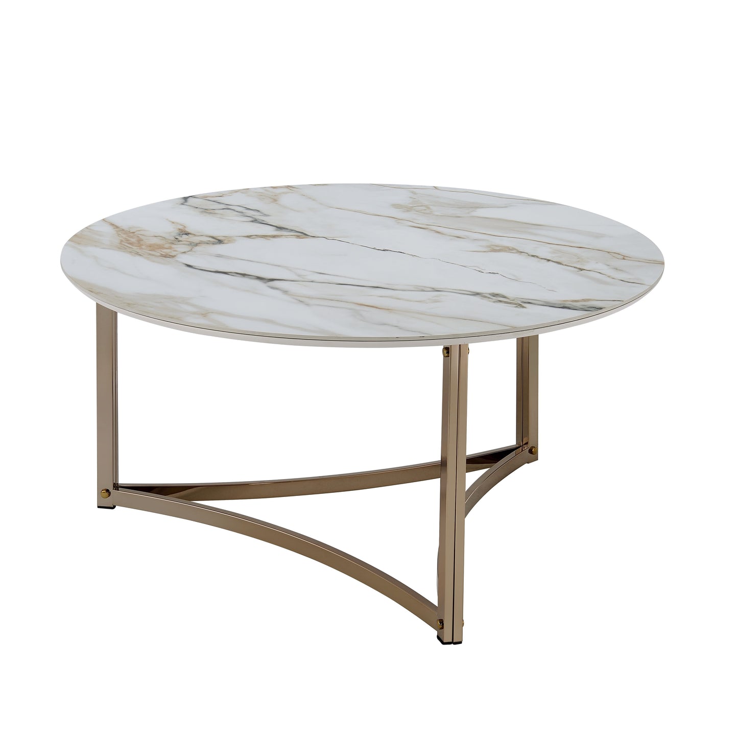 Aziz - Sintered Stone Top Round Coffee Table - White