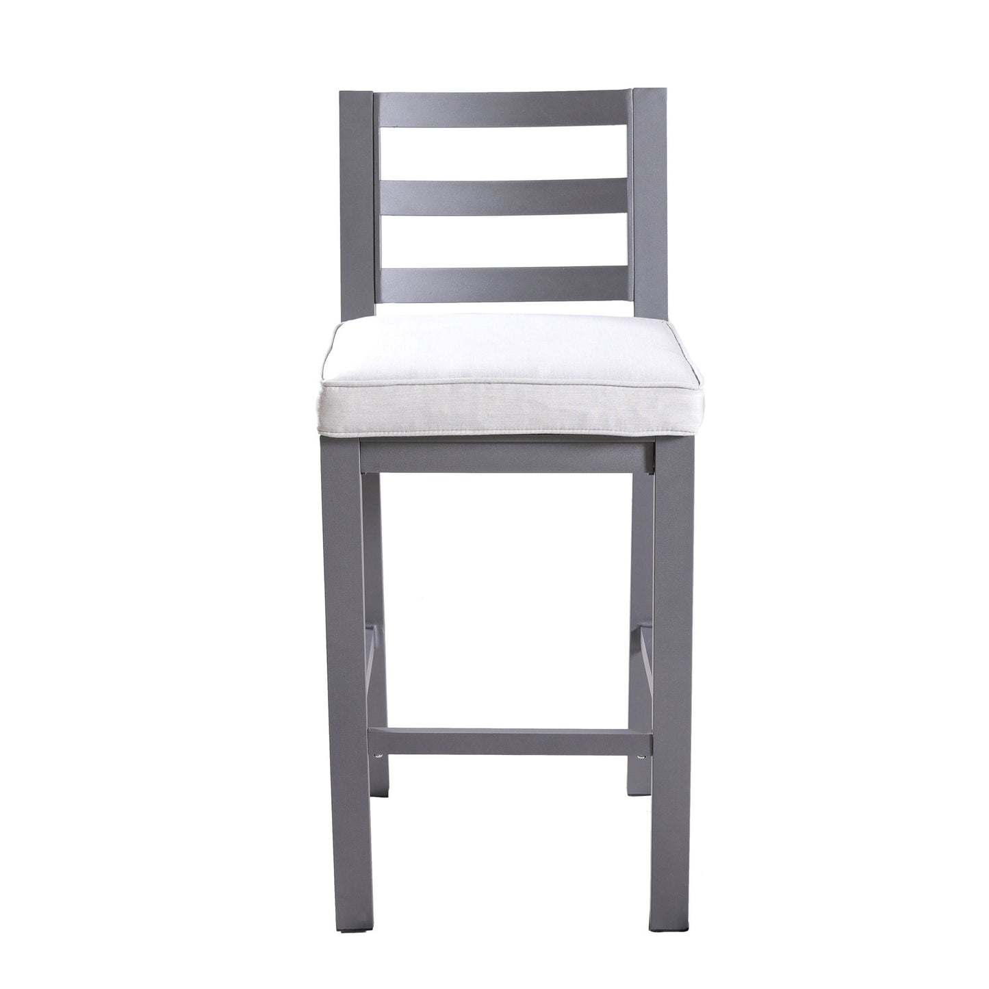 Outdoor Armless Aluminum Barstools With Cushion (Set of 2) - Pewter