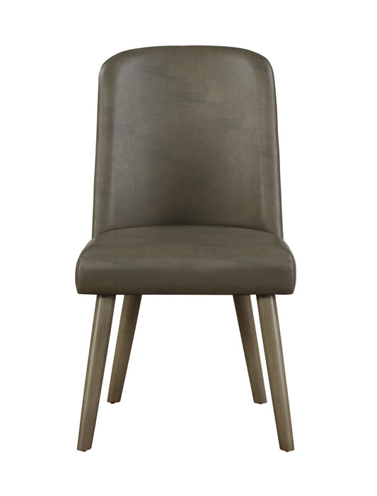 Waylon - Synthetic Leather Side Chair (Set of 2) - Gray / Oak