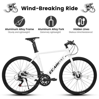 A28314 700C Ecarpat Road Bike, 14-Speed Shimano Disc Brakes, Light Weight Aluminum Frame, Racing Bike City Commuting Road Bicycle For Men Women