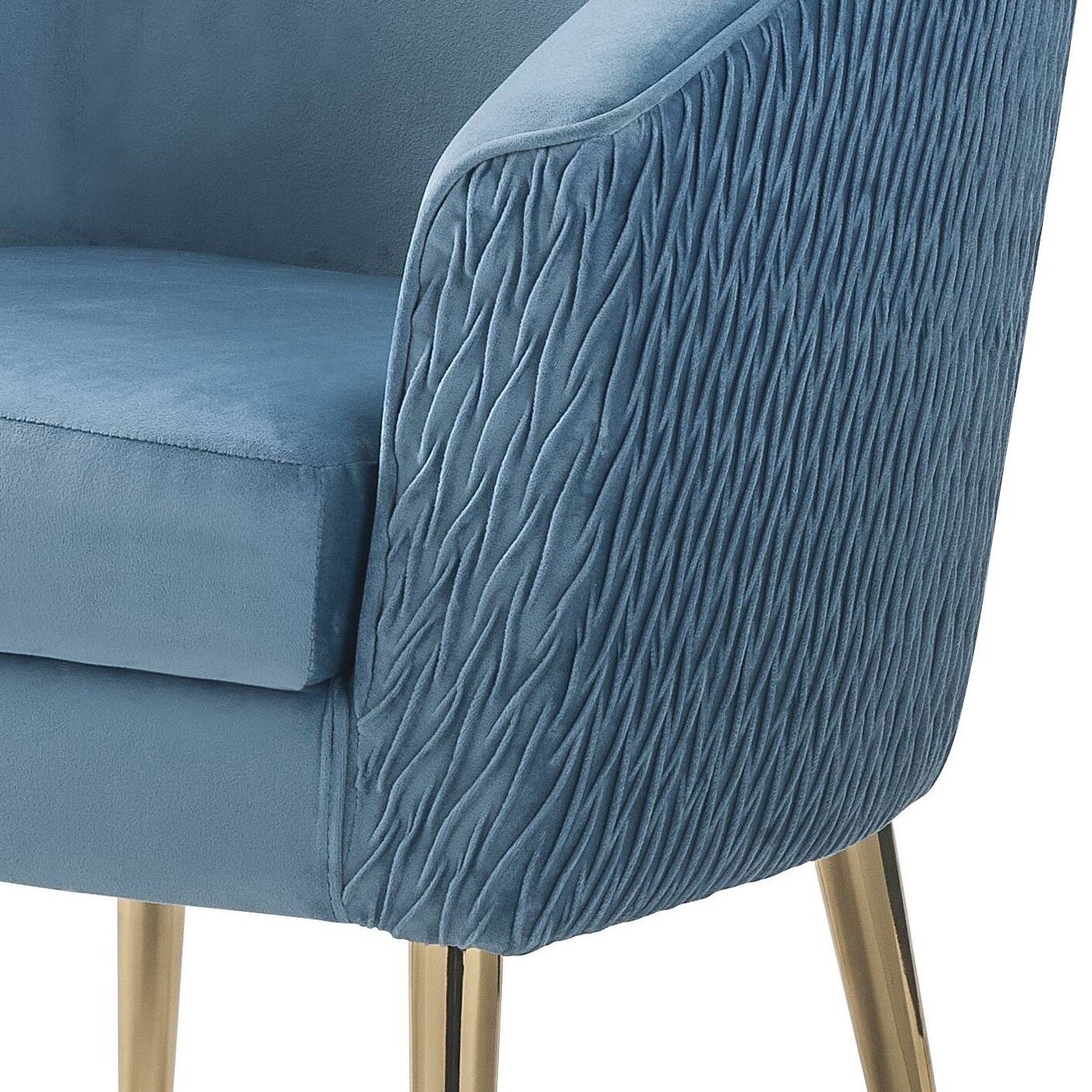 Benny - Velvet Accent Chair - Blue / Gold