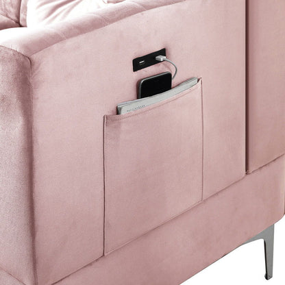 Chloe - Velvet Sectional Sofa Chaise With USB Charging Port