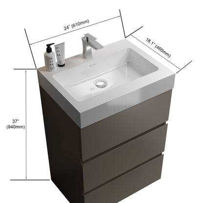 Alice - Bathroom Vanity With Sink, Large Storage Freestanding Bathroom Vanity For Modern Bathroom, One-Piece Sink Basin Without Drain And Faucet