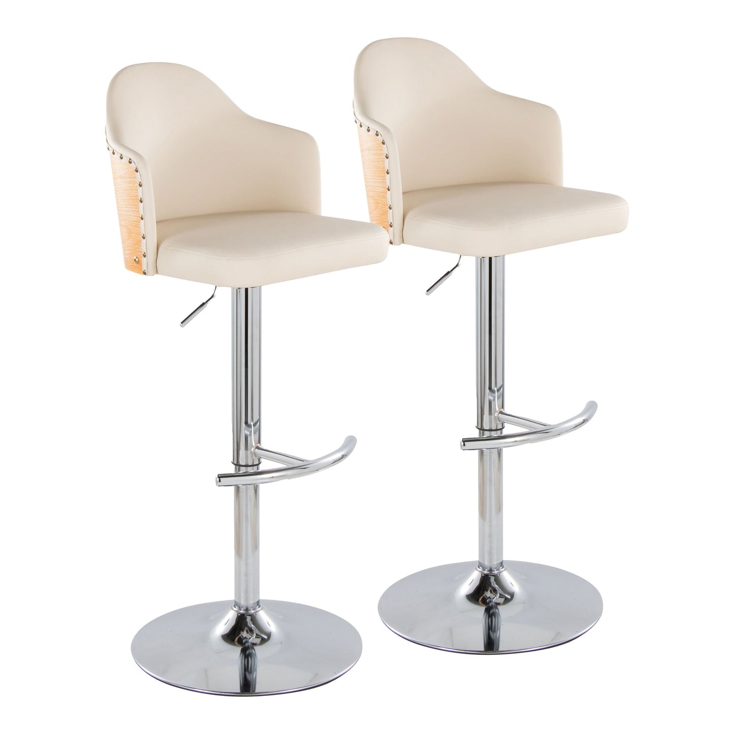 Ahoy - Contemporary Adjustable Barstool, Swivel With Rounded T Footrest (Set of 2)