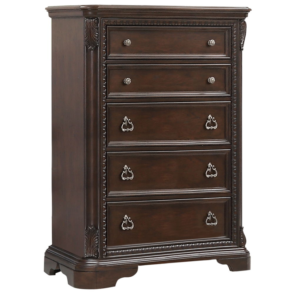 Traditional 5 Drawer Chest - Mahogany