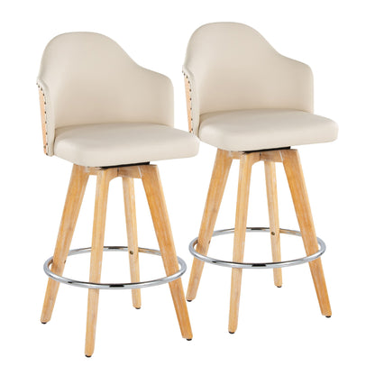 Ahoy - Contemporary Fixed Height Counter Stool & Round Footrest (Set of 2)