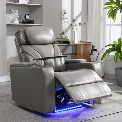 Power Motion Recliner With USB Charging Port And Hidden Arm Storage, Home Theater Seating With Convenient Cup Holder Design, And Stereo