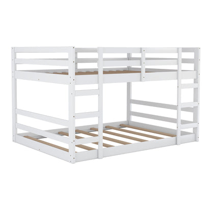 Full Over Full Bunk Bed With Ladder - White