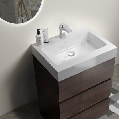 Alice - Bathroom Vanity With Large Storage Freestanding Bathroom Vanity, Sink For Modern Bathroom, One-Piece Sink Basin Without Drain And Faucet