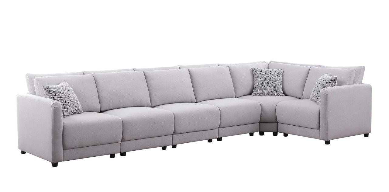 Penelope - Fabric Reversible Modular Sectional Sofa With Ottoman And Pillows