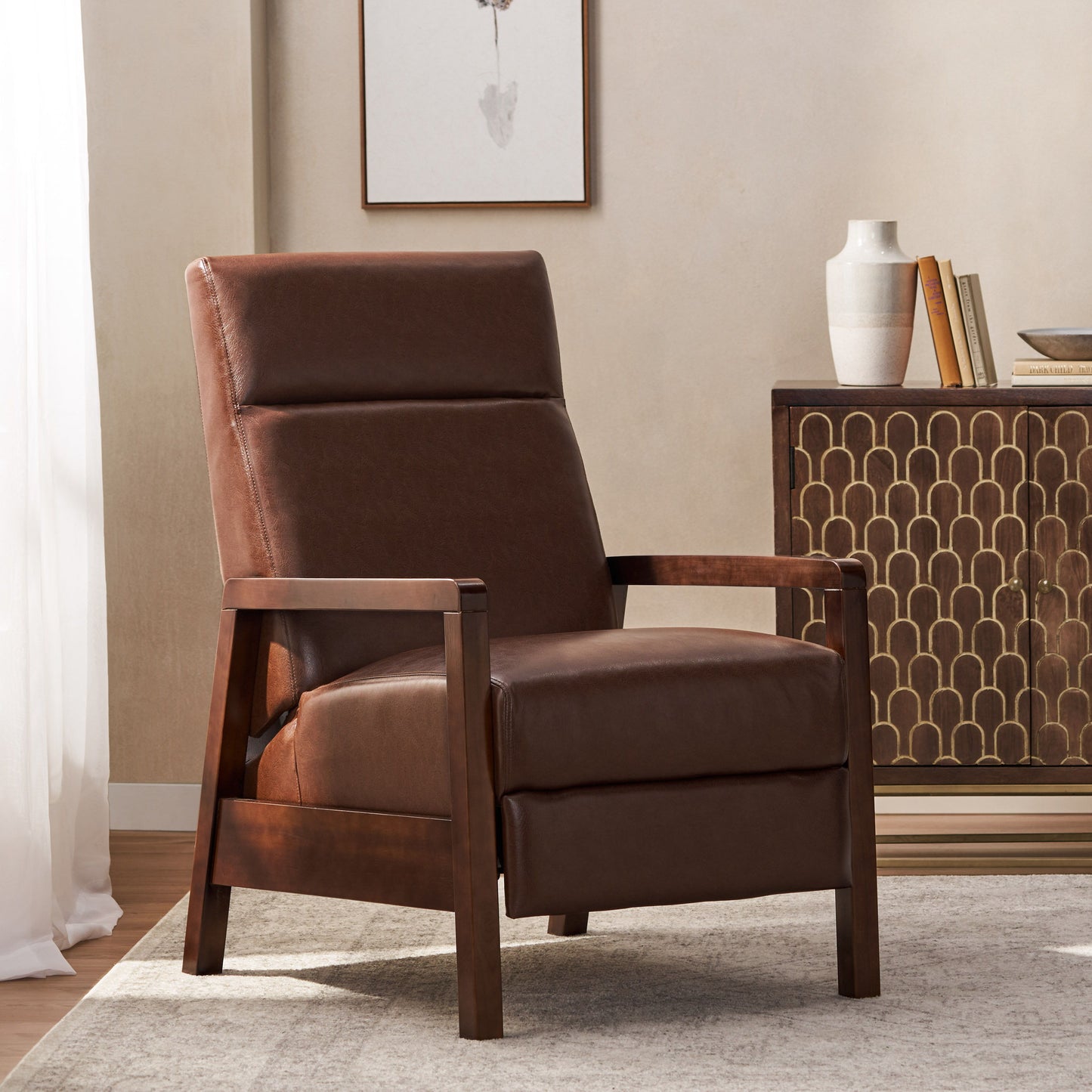 Faux Leather Upholstered Pushback Recliner