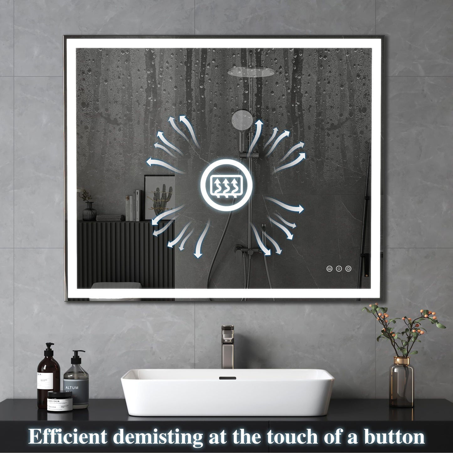 LED Bathroom Vanity Mirror Wall Mounted Adjustable White / Warm / Natural Lights Anti-Fog Touch Switch With Memory Modern Smart Large Bathroom Mirrors