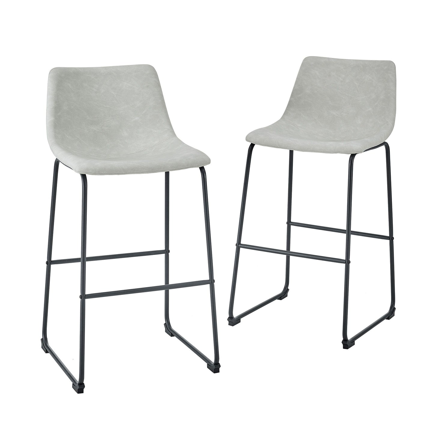 Industrial Faux Leather Bar Stools (Set of 2) - Gray