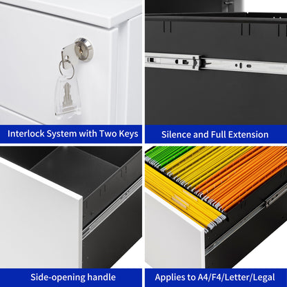 3 Drawer Mobile File Cabinet With Lock Steel File Cabinet For Legal / Letter / A4 / F4 Size, Home / Office Design