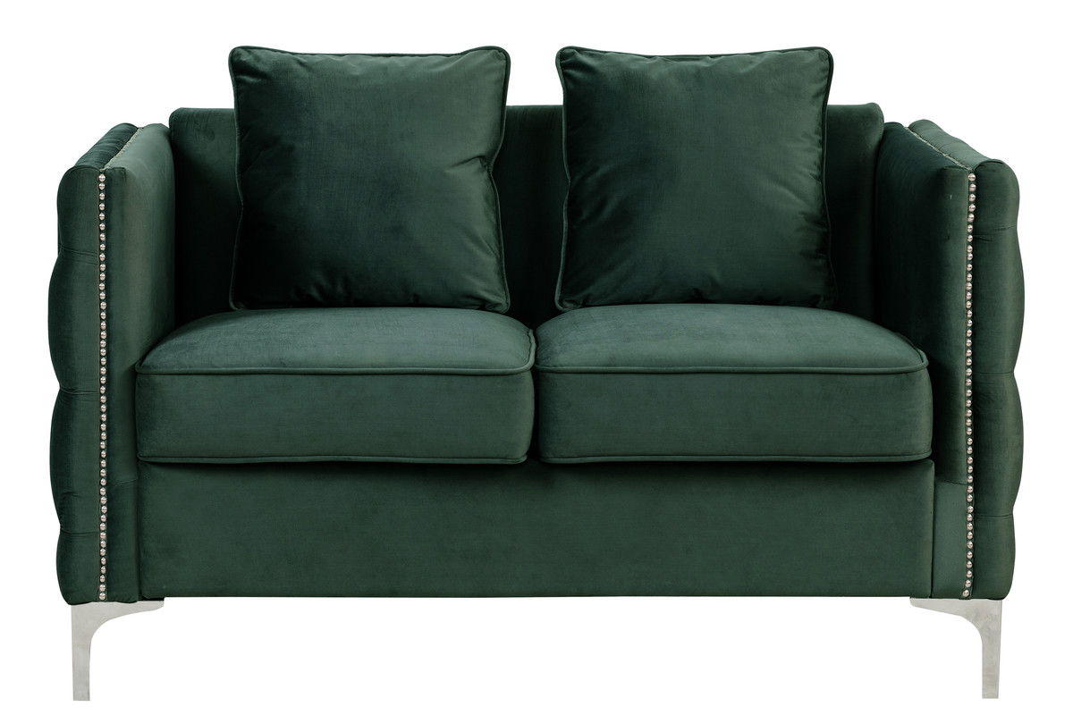 Bayberry - Velvet Sofa Loveseat Living Room Set - Green