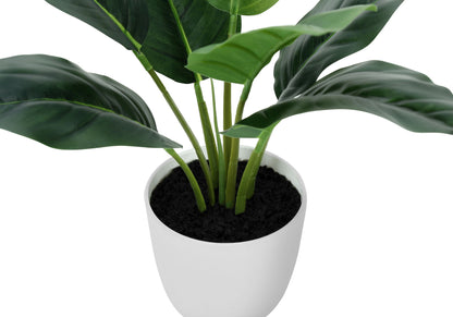 17" Tall, Artificial Plant, Aureum, Indoor, Faux, Fake, Table, Greenery, Potted, Real Touch, Decorative - Green / White