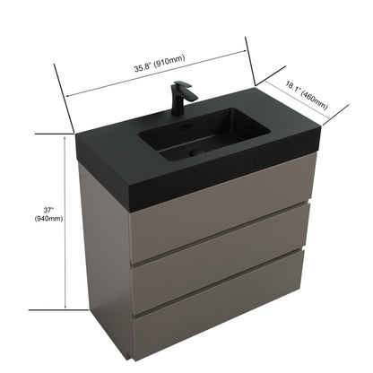 Alice - Bathroom Vanity With Sink, Large Storage Freestanding Bathroom Vanity For Modern Bathroom, One-Piece Sink Basin Without Drain And Faucet