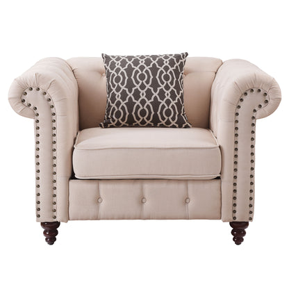 Aurelia - Linen Chair With Pillow - Beige