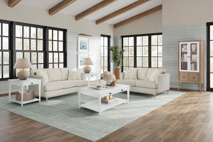 Loveseat With 2 Reversable Cushions And 2 Pillows - Off White