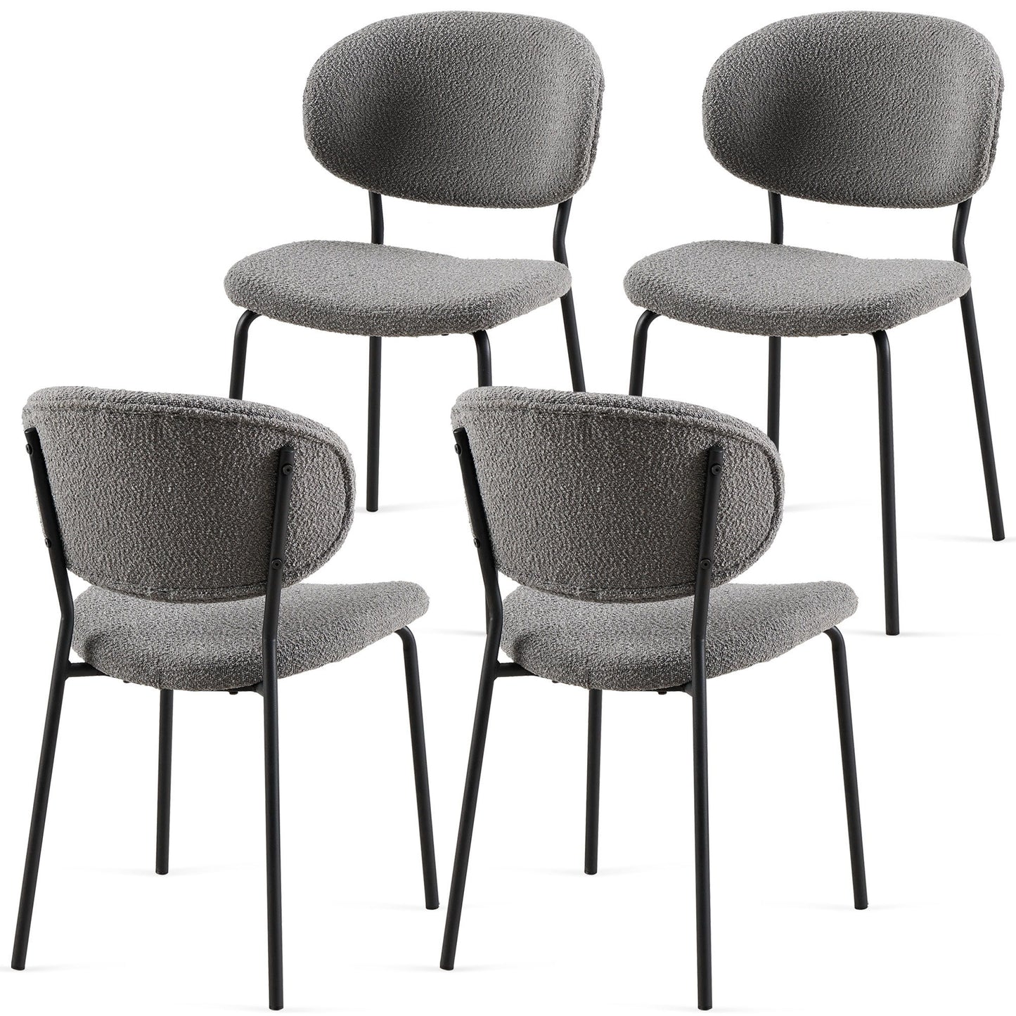 Boucle Dining Chairs, Dining Chairs With Metal Legs For Dining Room, Kitchen, Living Room