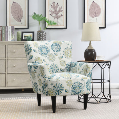 Flora - Floral Accent Chair - Blue