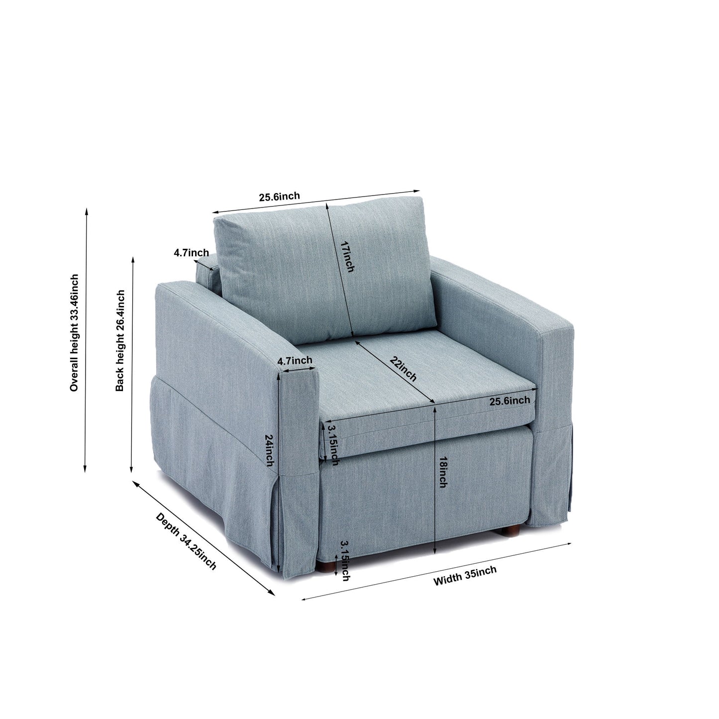 Single Seat Module Sofa Sectional Couch Seat Cushion And Back Cushion Removable And Washable