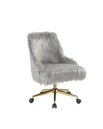 Arundell II - Faux Fur Office Chair - Gold / Gray