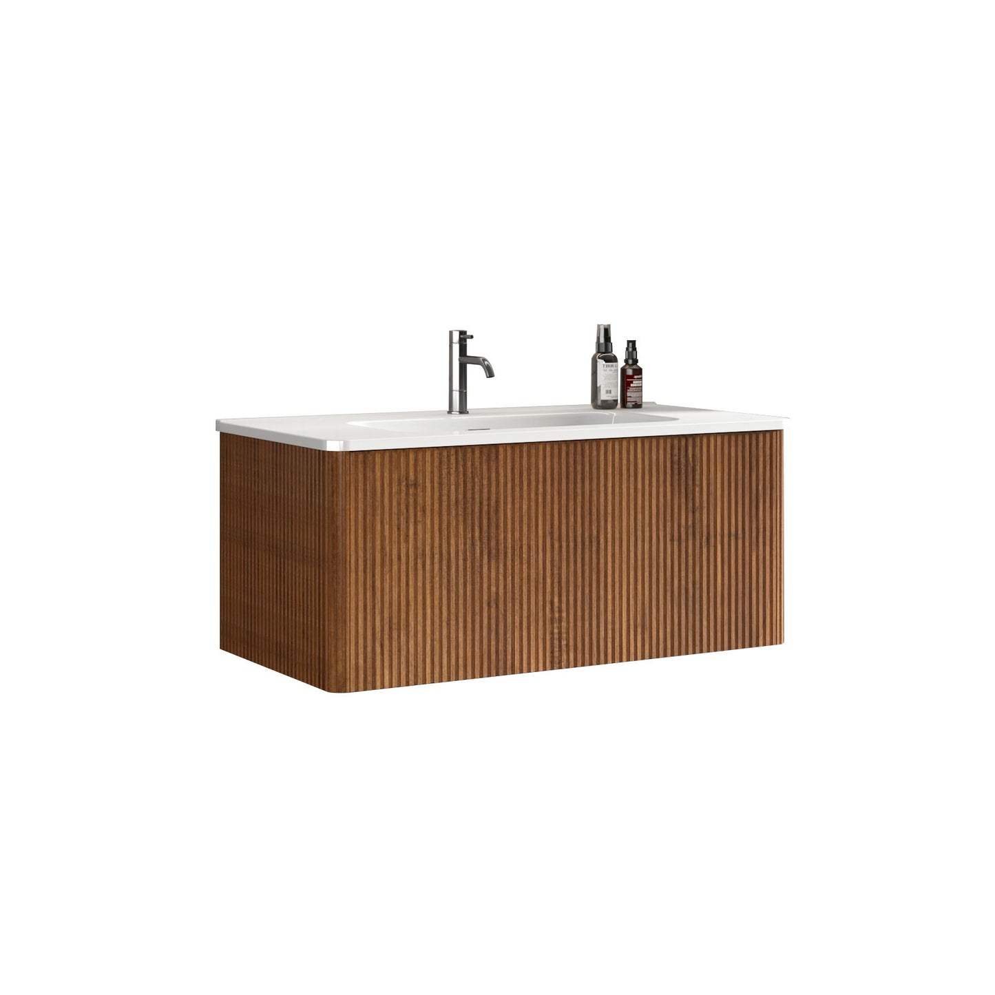 Etna - Striped Bathroom Vanity With Ceramic Sink, Wall Mounted Floating Bathroom Vanity For Modern Bathroom