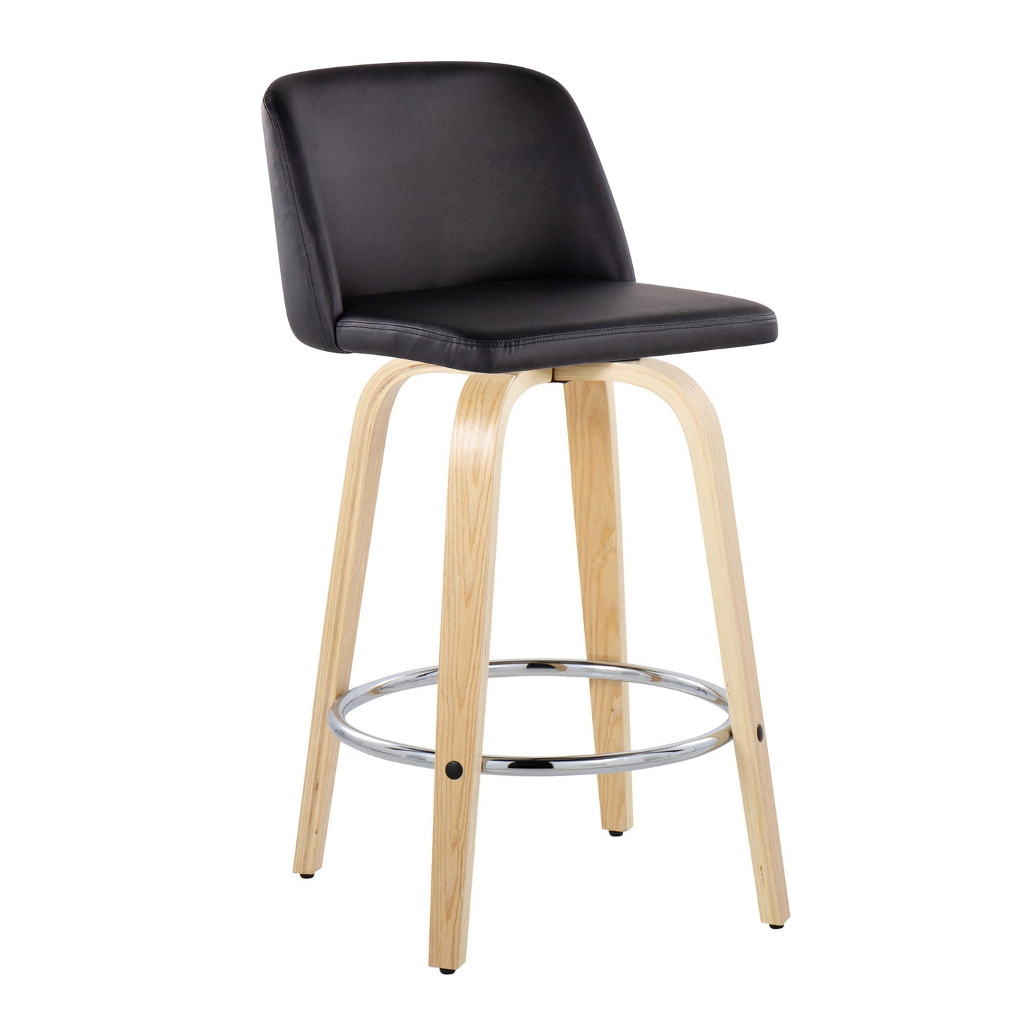 Toriano - Contemporary Fixed-Height Counter Stool With Swivel And Round Footrest (Set of 2)