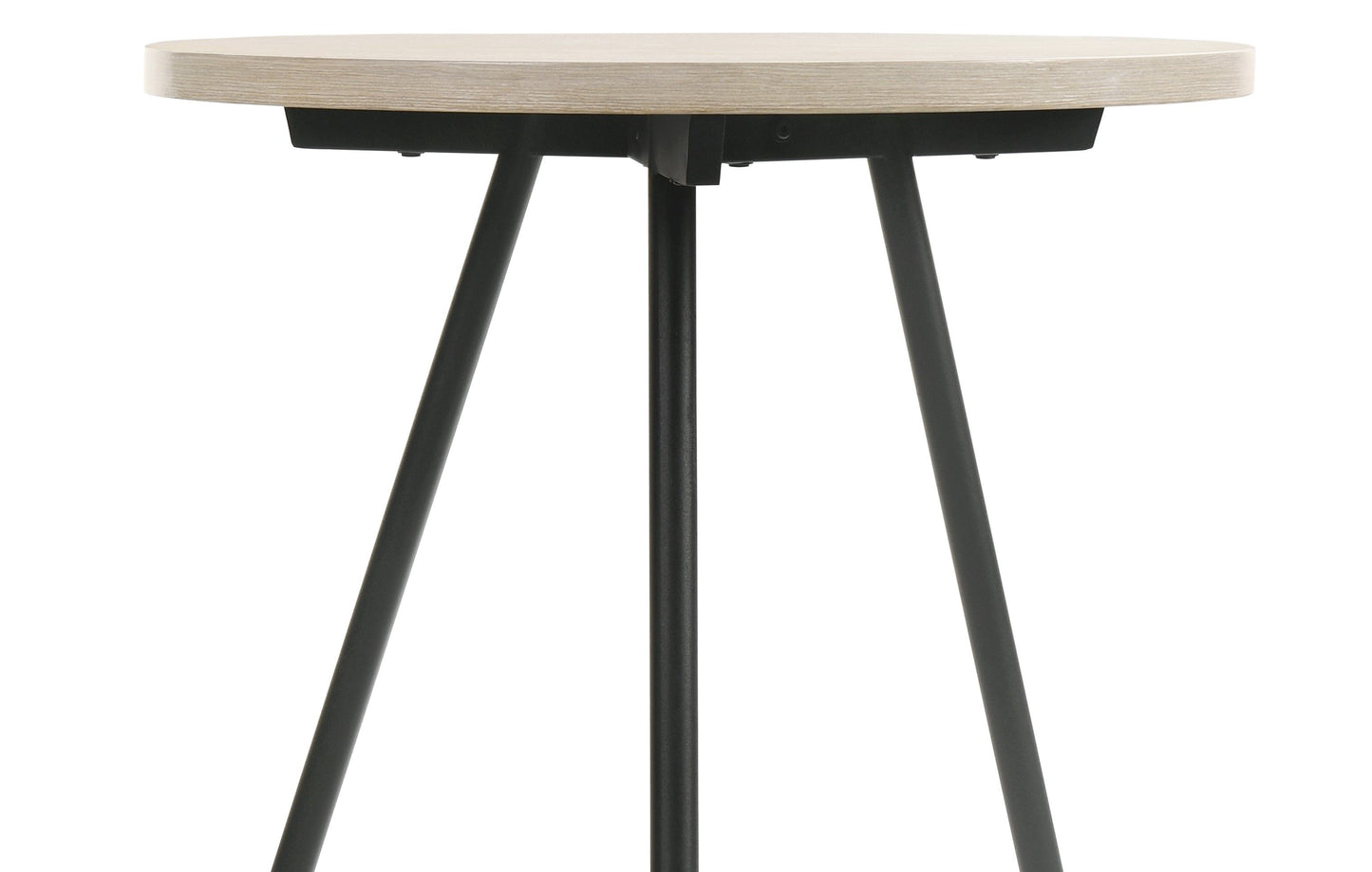 Neroli - Contemporary Round Side Table With Black Metal Base - Oak White