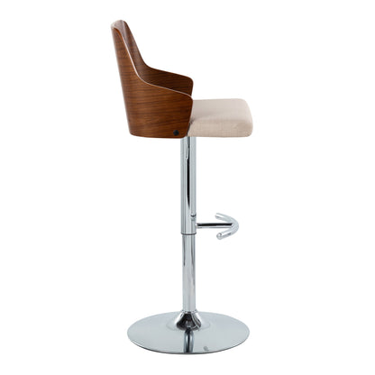 Ariana - Mid Century Modern Adjustable Barstool Stool With Swivel With Rounded T Footrest (Set of 2)