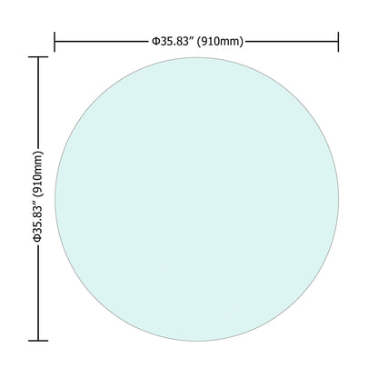 36" Round Tempered Glass Table Top Clear Glass 1 / 4’’" Thick Round Polished Edge - Transparent