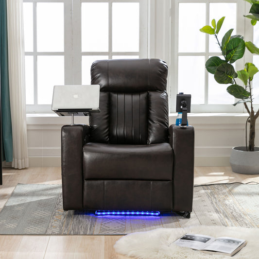 Premium Power Recliner With Storage Arms, Cupholders, Swivel Tray Table And Cell Phone Stand