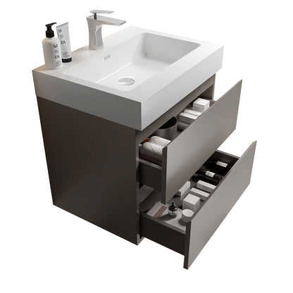 Alice - Bathroom Vanity With Sink, Large Storage Wall Mounted Floating Bathroom Vanity For Modern Bathroom, One-Piece Sink Basin Without Drain And Faucet