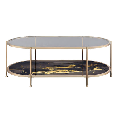 Fiorella - Marble Print Glass Table